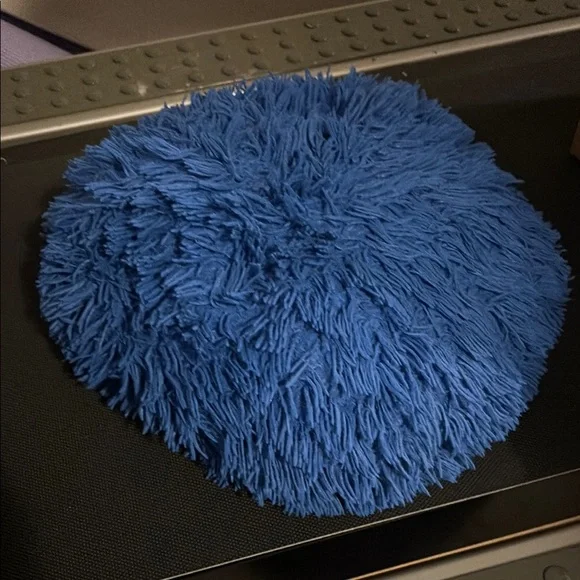 Blue Shaggy Round Pillow - Picture 1 of 4